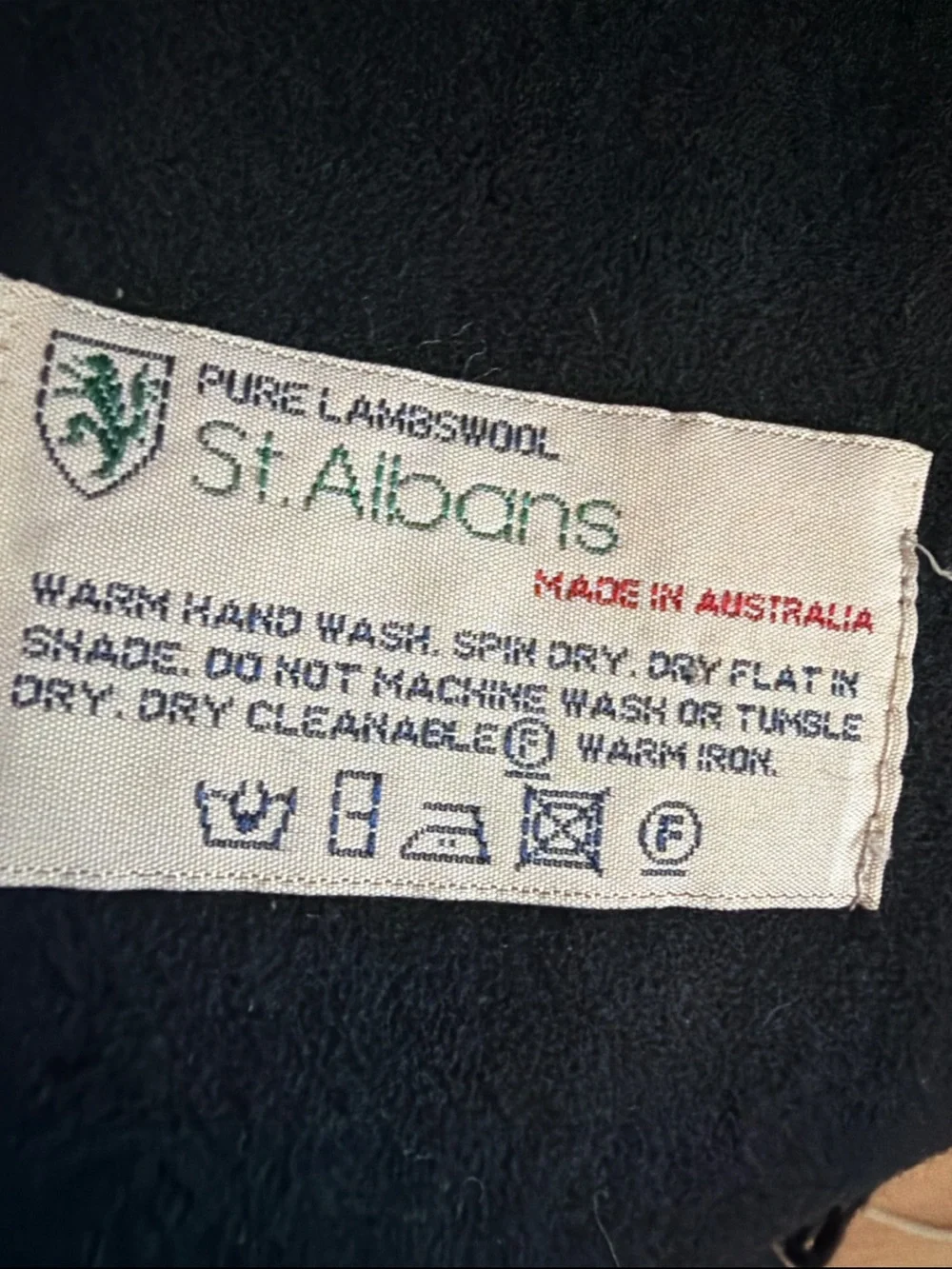 St Albans Pure Lambswool Scarf Black Fringe Made in Australia Soft Wool 12x72